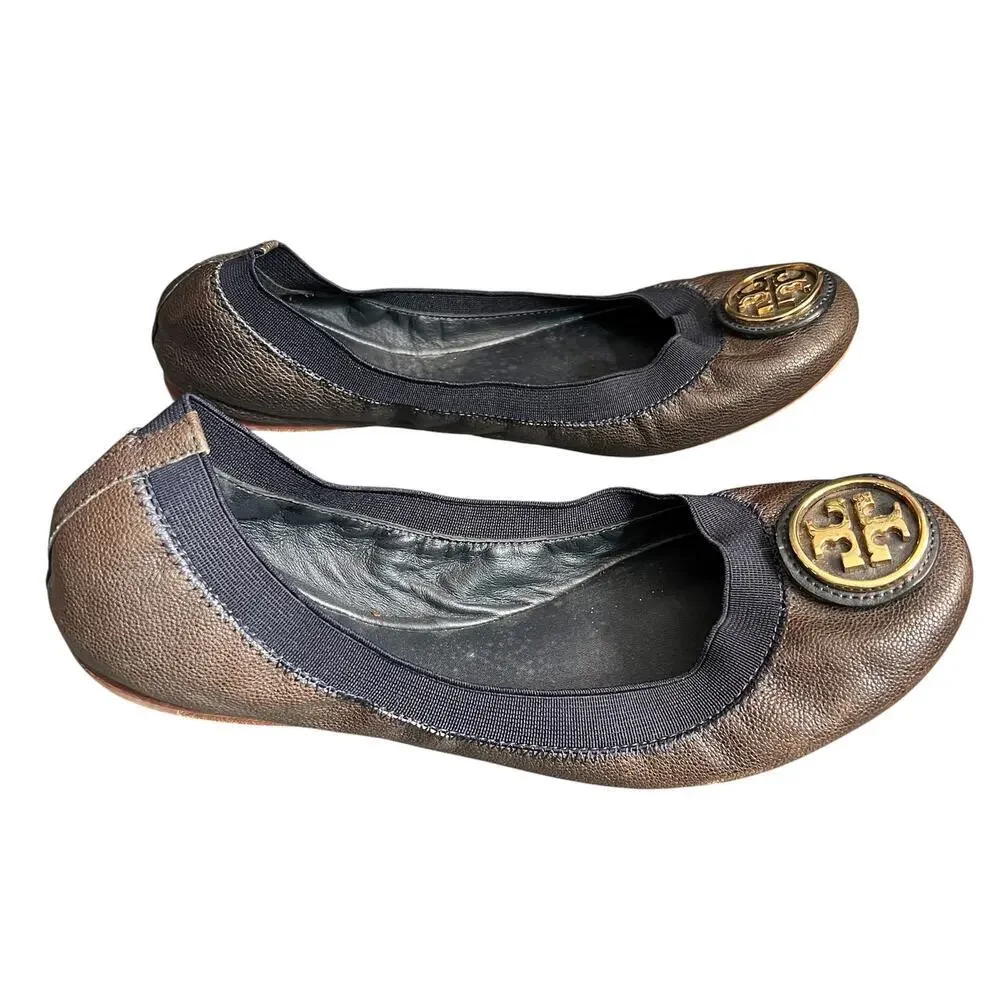 Tory Burch Leather Ballerina Flats Womens 7.5 School College Academia Workwear